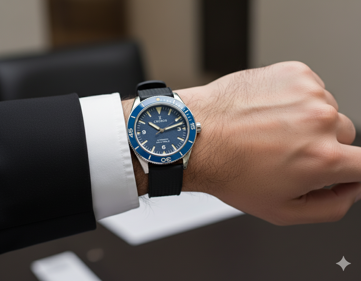 Montre Mecanique CRONOS pour Homme - Étanche Bleu Waterproof