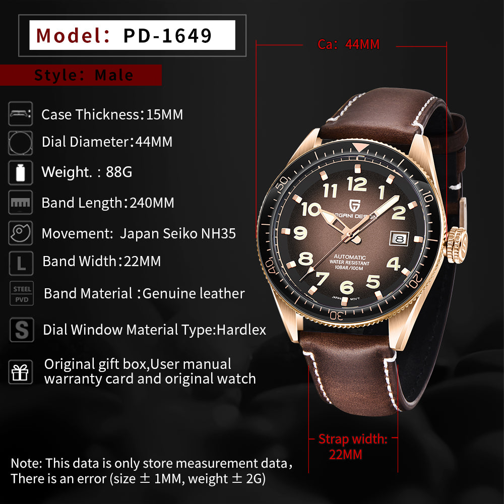 Pagani Design : Montre Automatique Homme - Bracelet Cuir, Luxe & Affaires