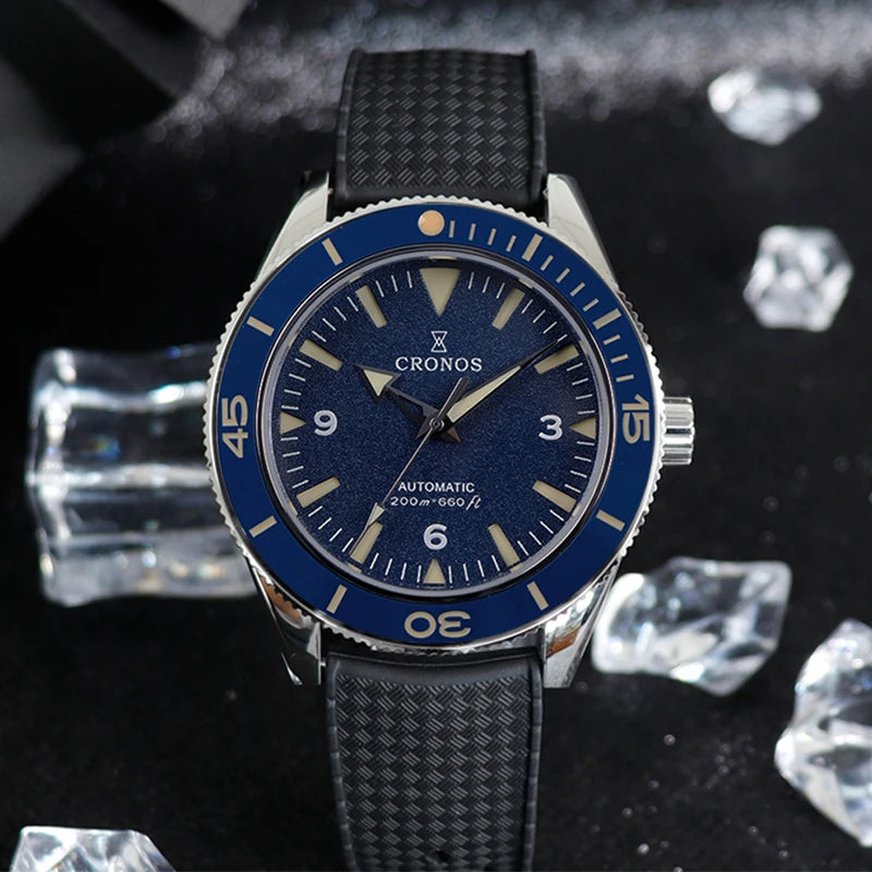 Montre Mecanique CRONOS pour Homme - Étanche Bleu Waterproof