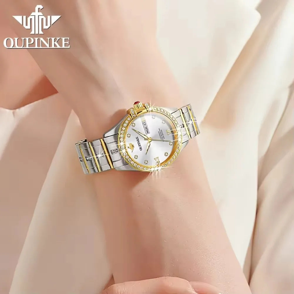 Oupinke 3195 Original Japan Automatic Mechanical Watches Waterproof Calendar Wristwatch for Ladies Montre Femme De Luxe Relojes