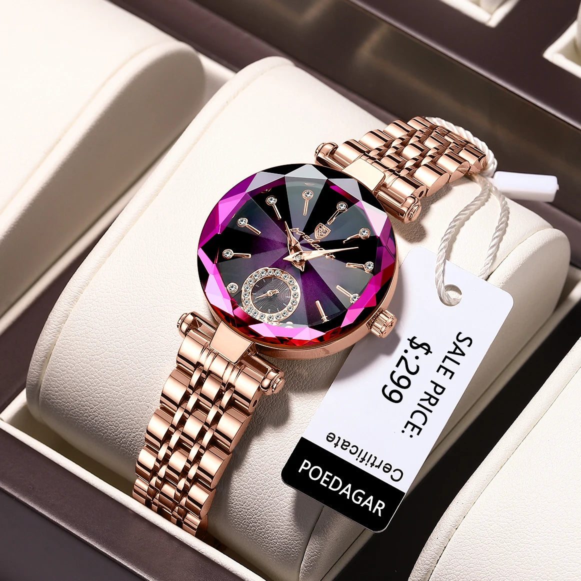 POEDAGAR Montre Femme Bracelet Acier Inoxydable – Quartz – Résistance à l’Eau