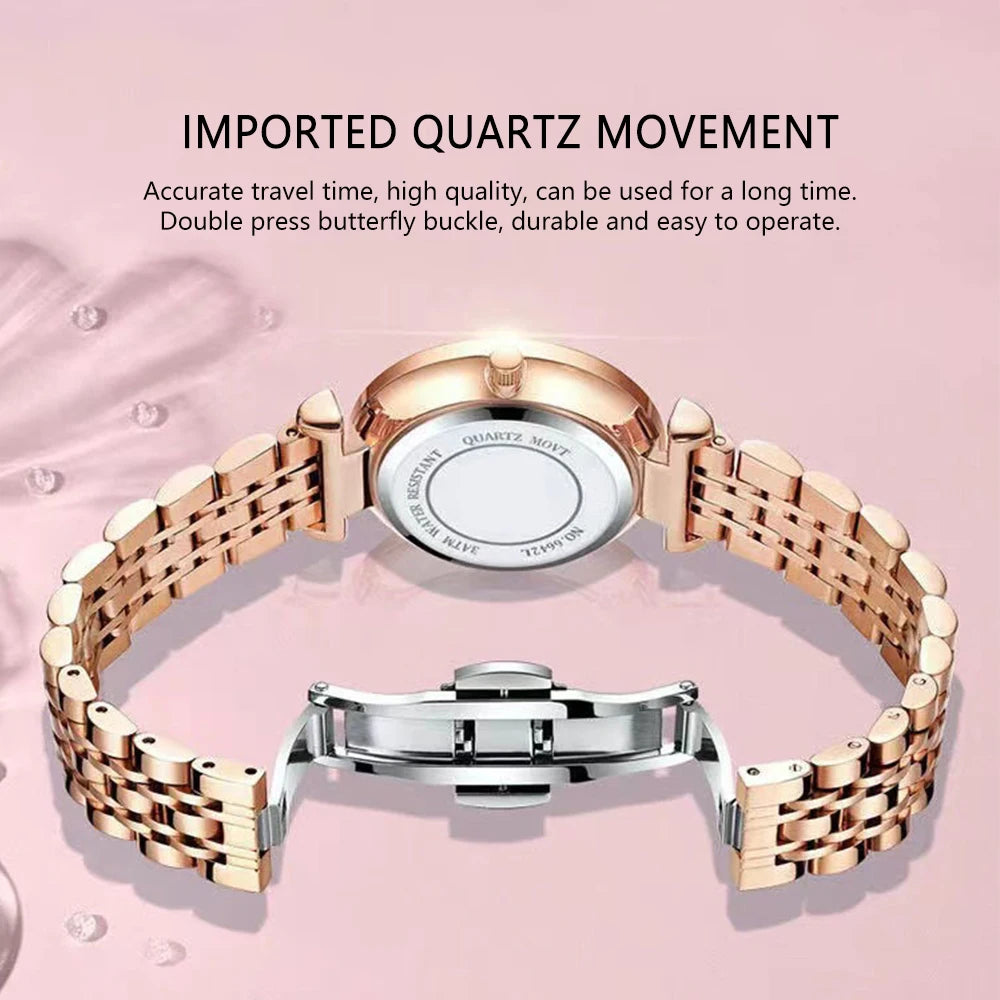 POEDAGAR Montre Femme Bracelet Acier Inoxydable – Quartz – Résistance à l’Eau
