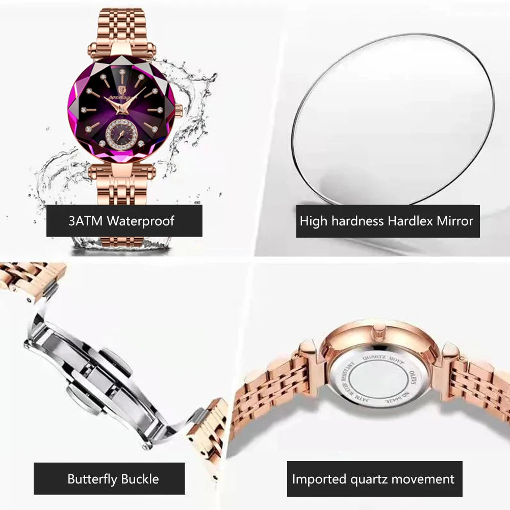 POEDAGAR Montre Femme Bracelet Acier Inoxydable – Quartz – Résistance à l’Eau