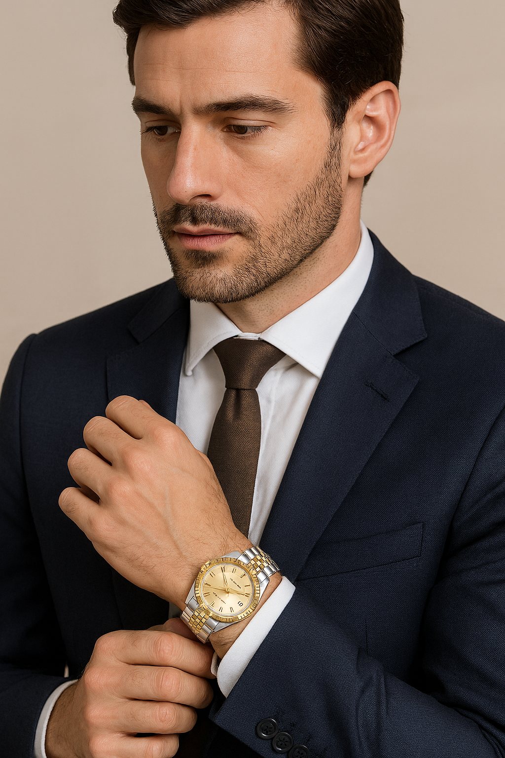 Montre automatique Pink Cohome PC003-2 élégante, avec un bracelet bicolore argenté et doré et un cadran lumineux