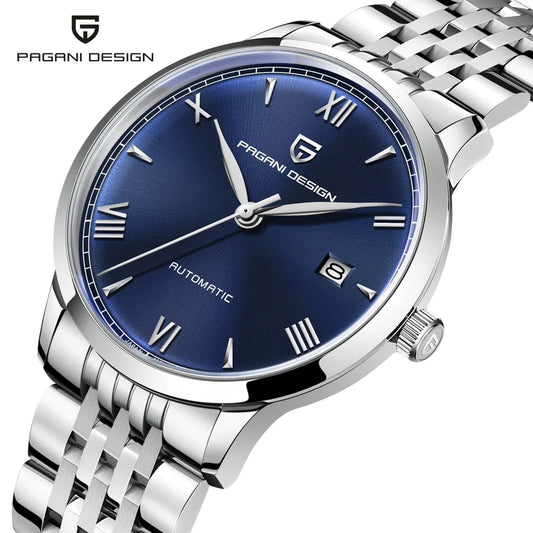 Montre homme  mecanique automatique Pulseverse Pagani Design PD-1759 pour homme, cadran bleu, verre saphir, bracelet acier inoxydable