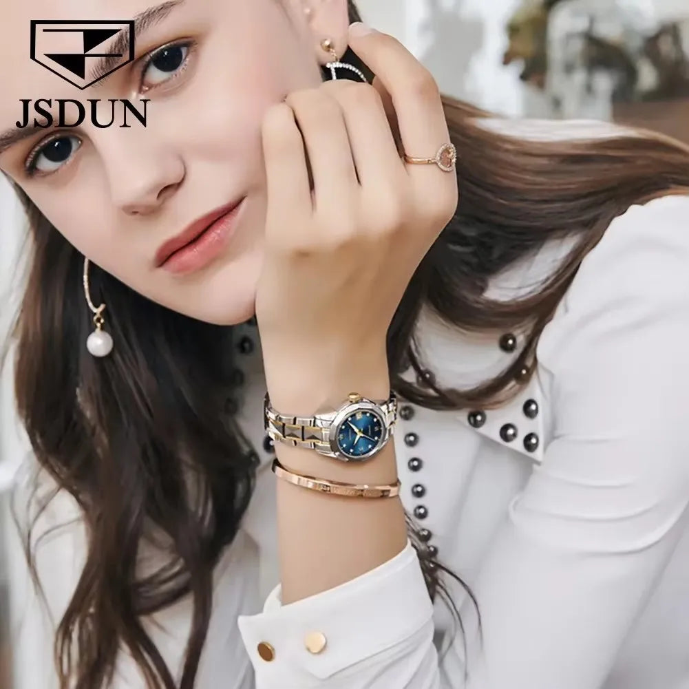 Jsdun 8813 Waterproof Calendar Lady Wristwatch Luxury Fashion Women Automatic Mechanical Watches for Ladies Montre Femme Relojes