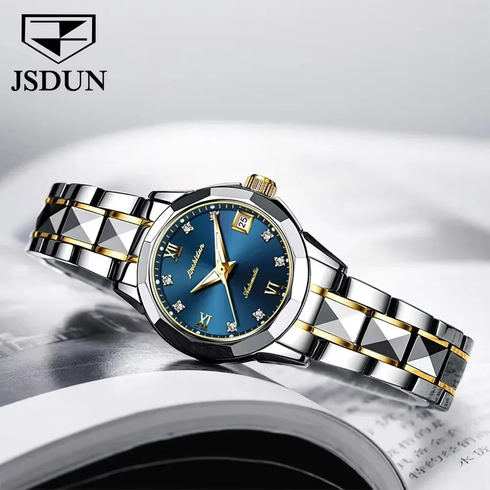 Jsdun 8813 Waterproof Calendar Lady Wristwatch Luxury Fashion Women Automatic Mechanical Watches for Ladies Montre Femme Relojes