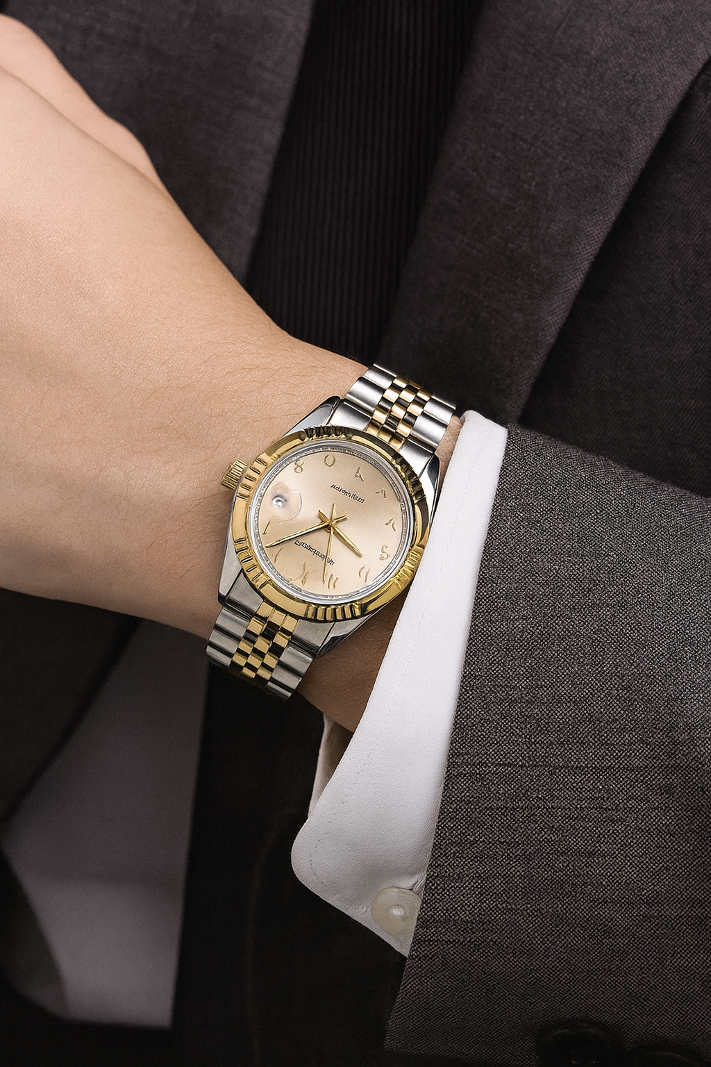 Montre automatique Pink Cohome PC003-2 élégante, avec un bracelet bicolore argenté et doré et un cadran lumineux