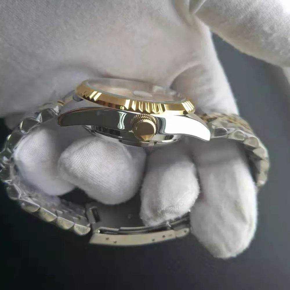 Montre automatique Pink Cohome PC003-2 élégante, avec un bracelet bicolore argenté et doré et un cadran lumineux